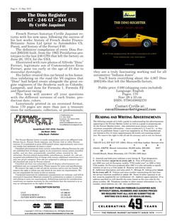 Dino Register by Cyrille Jaquinot Cavallino Market in Ferrari Market Letter Volume 50 N°10 of May 31 2025