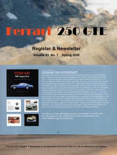 Ferrari 500 Superfast by Cyrille Jaquinot Cavallino Market in Ferrari 250 GTE register vol43 n1 spring 2026
