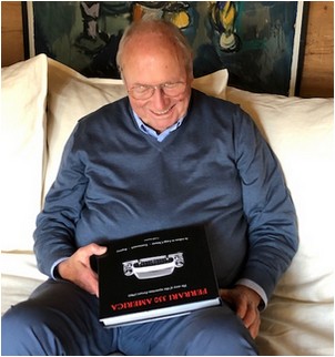 Albert Obrist with the Ferrari 330 America book by Cyrille Jaquinot Cavallino Market